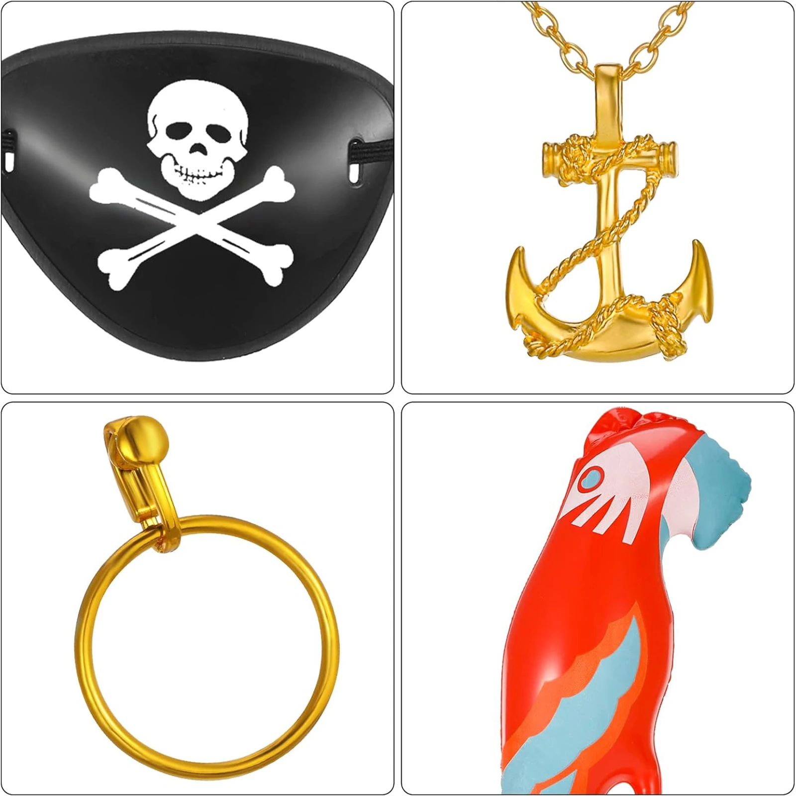 10 Pcs Pirate Costume Accessories Set for Role Playing, Halloween Parties, Pirate Theme Parties, and Stage Performances