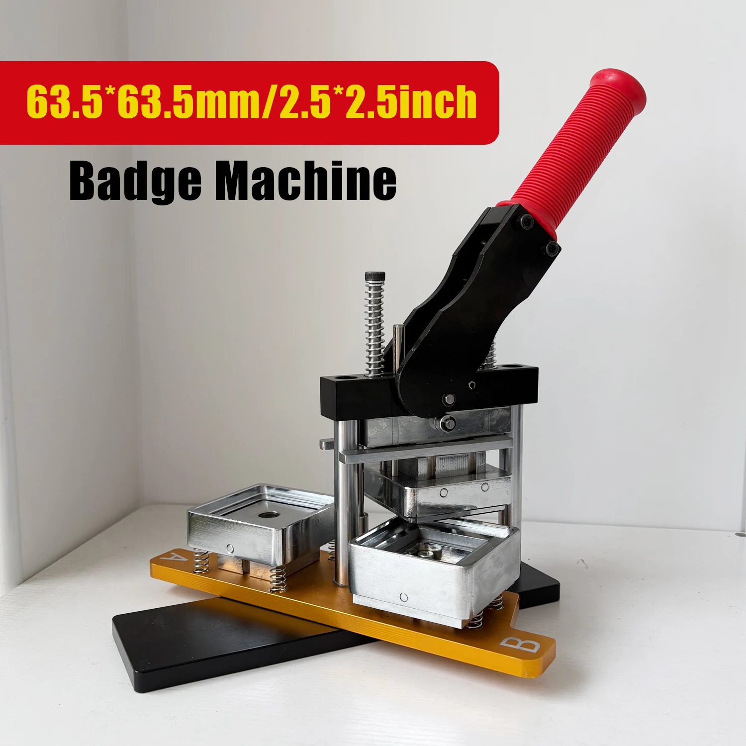 63.5mm Square Badge Making Machine 2.5 Inch Manual Hand Press Button Pin Maker Badge Press Machine for Square Badge Production