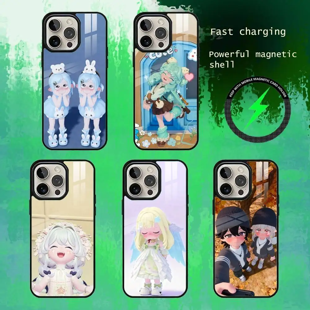 

H-Heartopia Character Wearing Print Phone Case For iPhone17,16,15,14,13 Plus,Pro Max Magnetic For Magsafe Wireless Charging