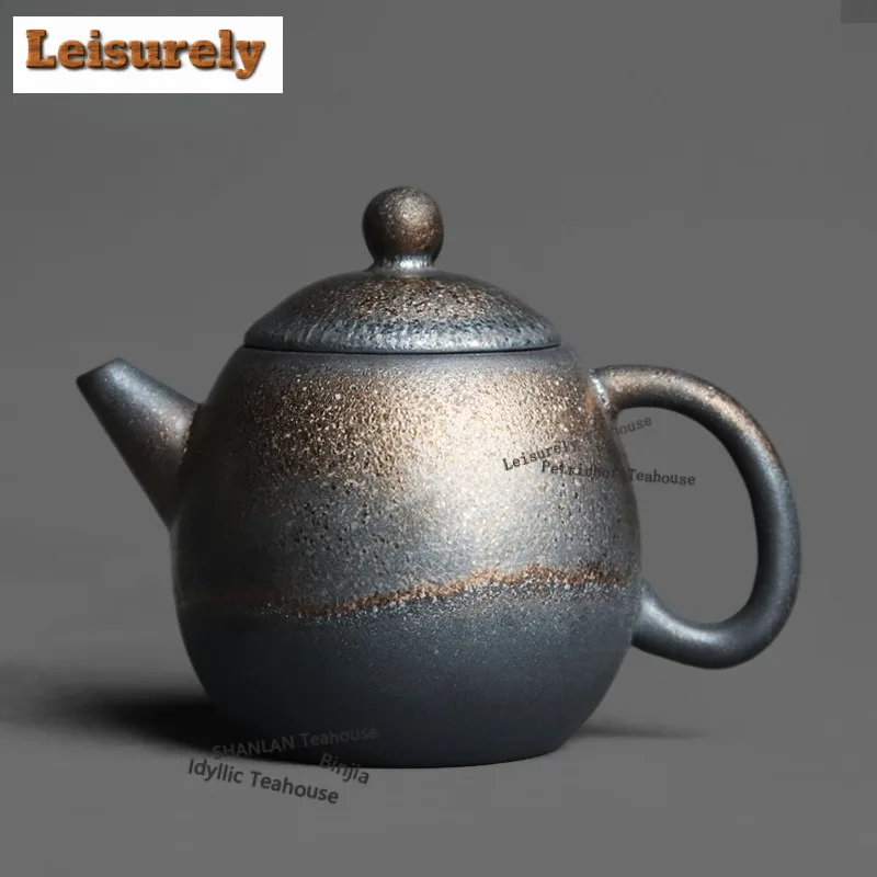 

Чайник-заварник 200 мл, черный, с золотым декором, в стиле фамбе, в форме драконьего яйца, ретро, с ситечком, для заваривания чая, аксессуар для китайского чайного набора