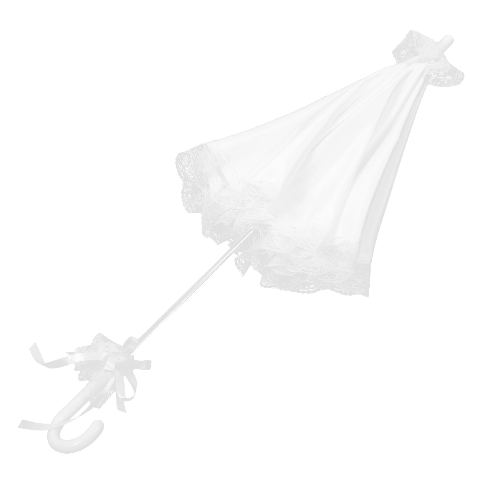 

Children Lace Umbrella White Satin Parasol Sun Photo Decoration Bridal Wedding Girl Kids Prop Uv Elegant Craft Scene