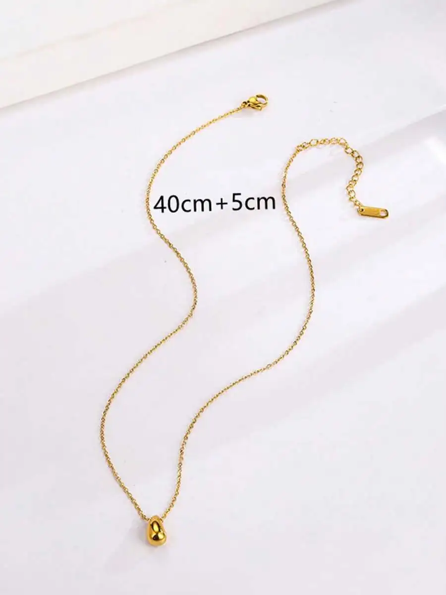 

Stainless Steel Water Drop Pendant Chain Necklace For Women Vintage Style Everyday Wear