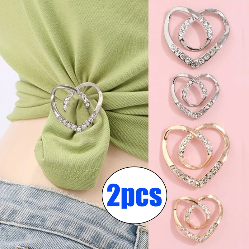 1/2pcs T-shirt Hem Knotted Brooch Ring Clothing Accessories Pearl Waist Metal Corner Knotted Clasp Silk Scarf Shirt Buckles