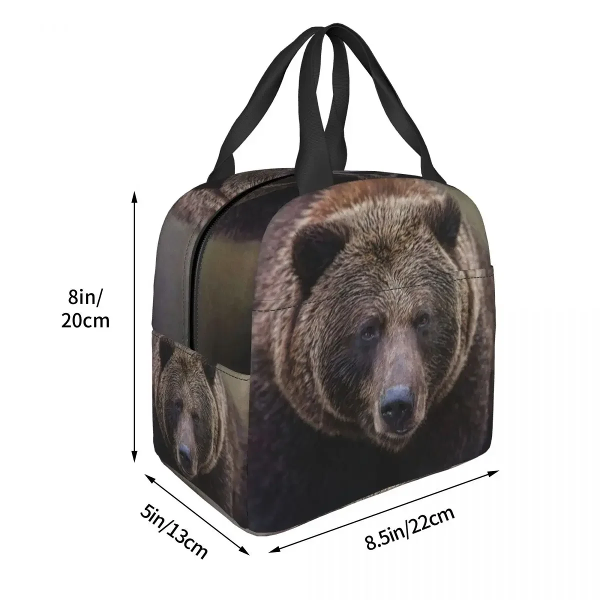 Brown Bear Insulated Lunch Tote Bag for Women Kids Portable Thermal Cooler Lunch Box Camping Travel Food Picnic Container Bags