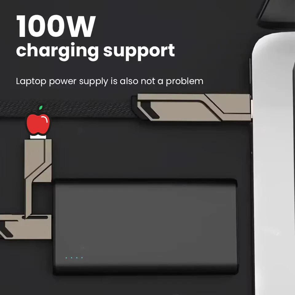 4 in 1 Type C Data Cable 100W PD Fast Charging USB-A to USB-C Line Wire for iPhone 15 14 13 12 11 Samsung Xiaomi Redmi Huawei