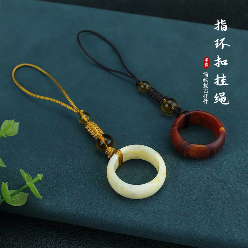 DIY accessories Chinese style mobile phone ring lanyard imitation beeswax mobile phone anti-skid mobile phone chain men's and wo
