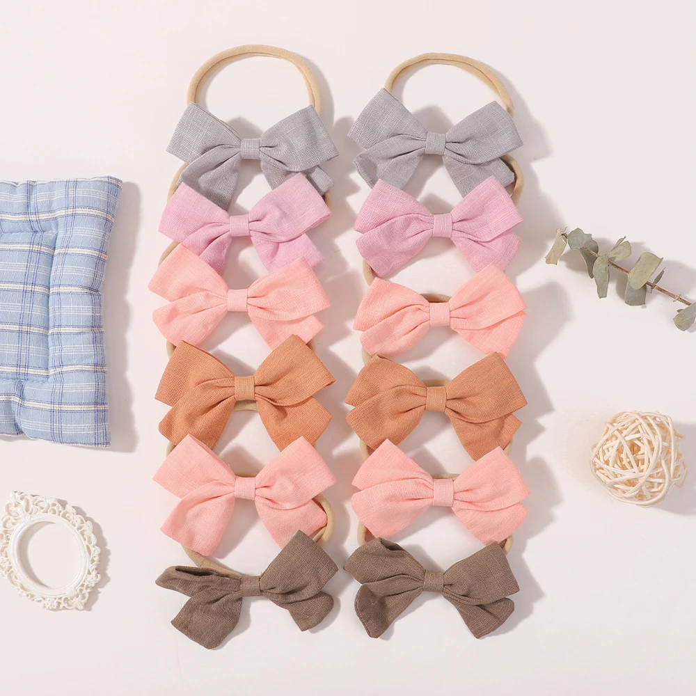 12Pcs Random Bamboo Cotton Hairdband Baby's Cute Sweet Soft Headband Newborn Elastic Hair Accessories Photography Dress Up