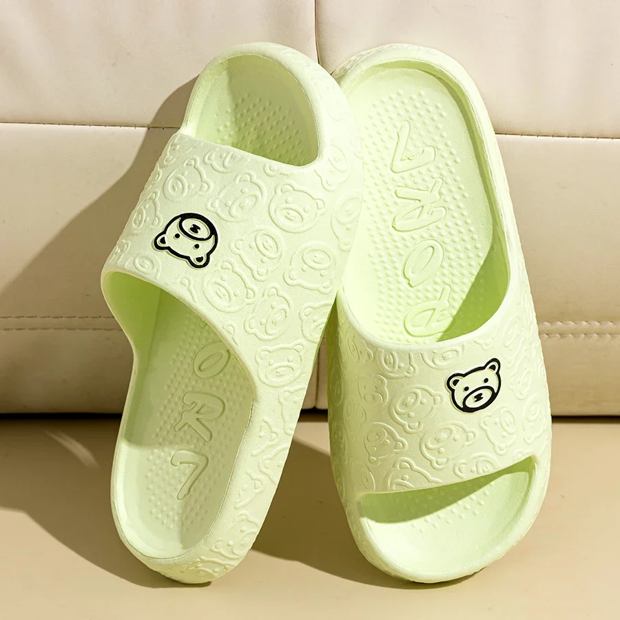 New Fashion Women's Slippers Indoor Soft Sole Cartoon Bear Print Slides Bathroom EVA Indoor Men Summer Outdoor Cool Shoes Couple image 5