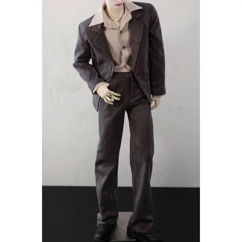 Vêtements de poupée BJD adaptés à l'uncle 1/4 1/3, taille id75, ensemble de costume décontracté en daim, 5 couleurs en accessoires de poupée (veste + pantalon)