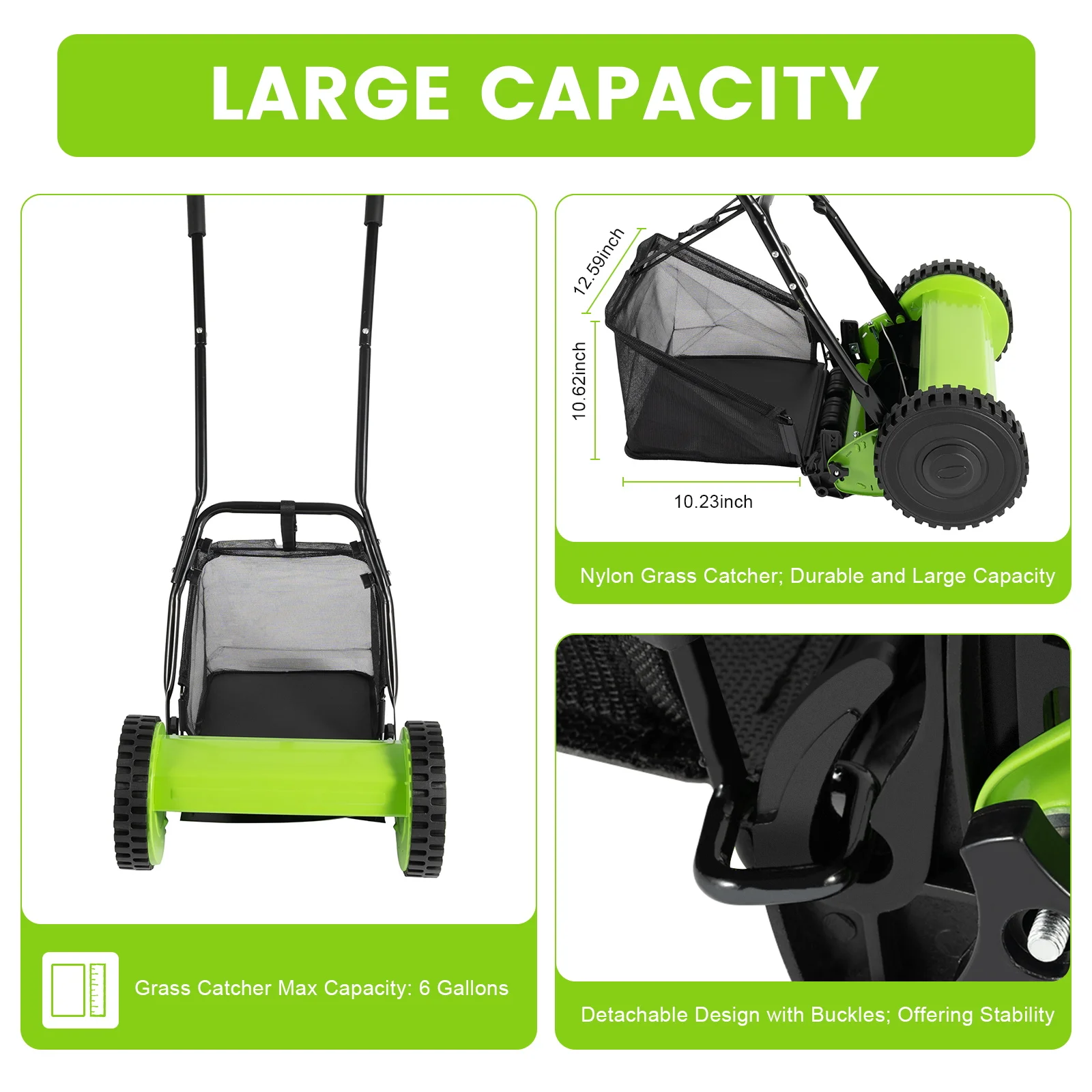 5 Blade Manual Lawn Mower Push Reel Lawn Mower Grass Cutter Walk-Behind 12inch