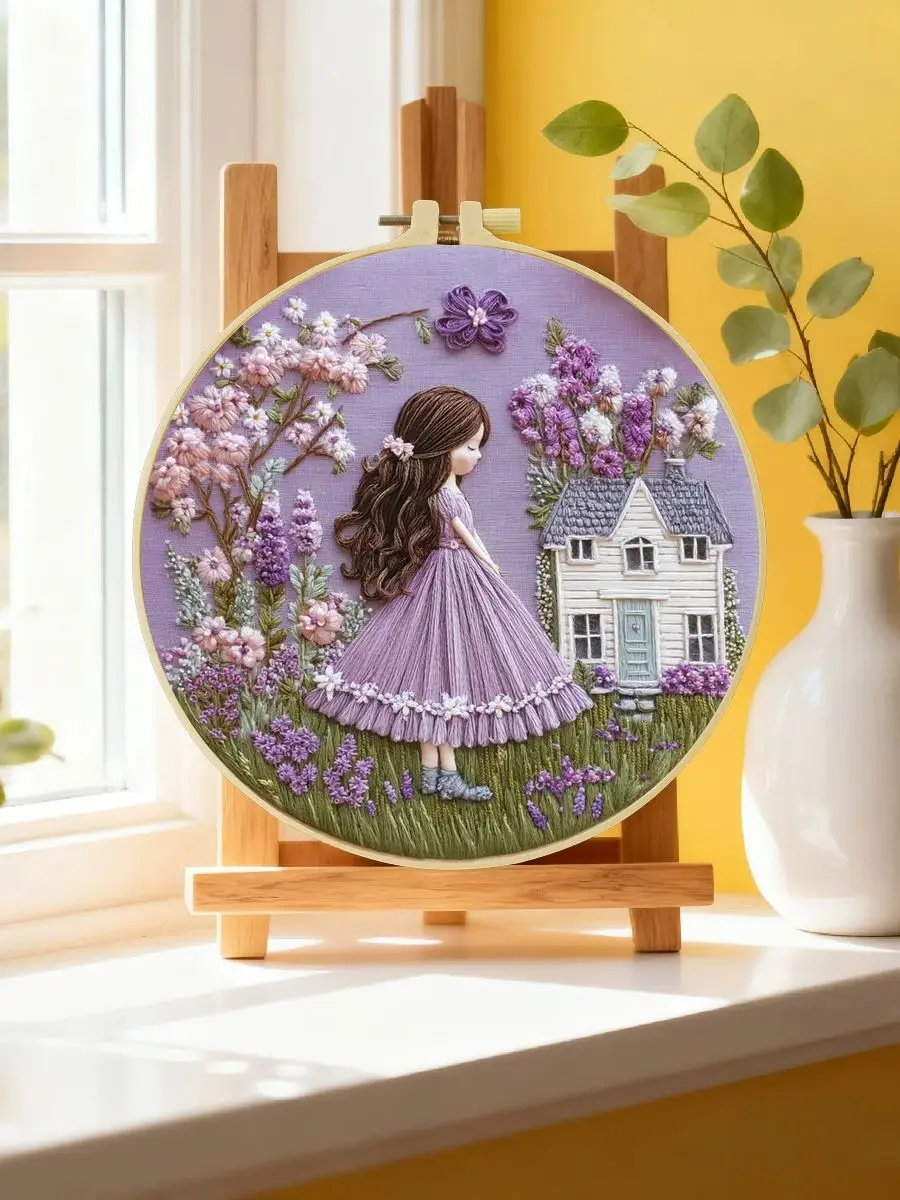 1 Stück 20X20CM/15X15CM 7,87/6,3 Zoll Mädchen-Stickerei-Starter-Kit DIY-Kit DIY-Stickerei-Set für Anfänger – Detail 6