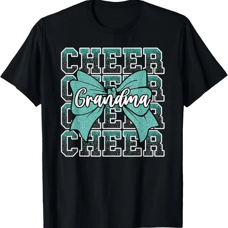 

Cheer Grandma Bow Sport Cheerleader Cheerleading Teal Blue T Shirt