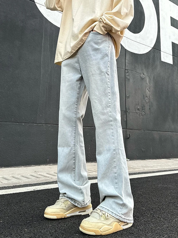 

Мужские джинсы American High Street Vibe, весна-осень 2024, модные облегающие брюки прямого кроя с микро-клешем, молодежный стиль