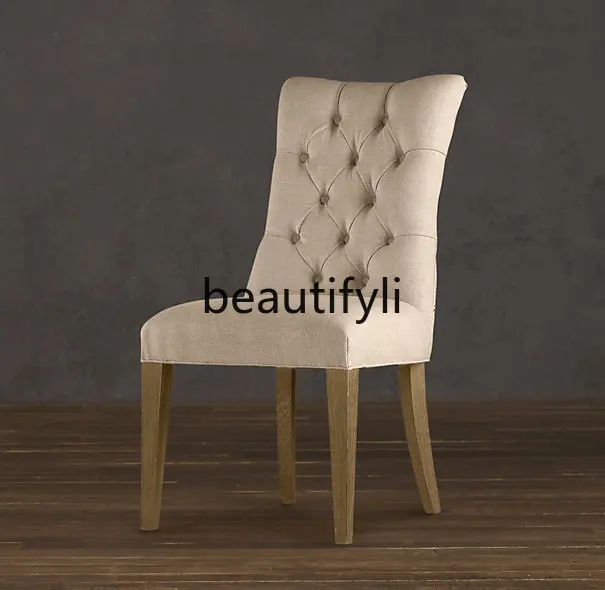 

American-style Solid Wood Dining Chair Modern Creative Bar Small Apartment Living Room Balcony Lounge Chair