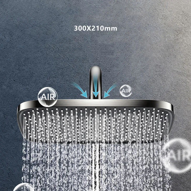 Imagem -04 - White Digital Display Thermostatic Shower Faucet Grupo Chuva de Latão Torneira para Banheira para Banheiro Misturador com Prateleira Hidrelétrica