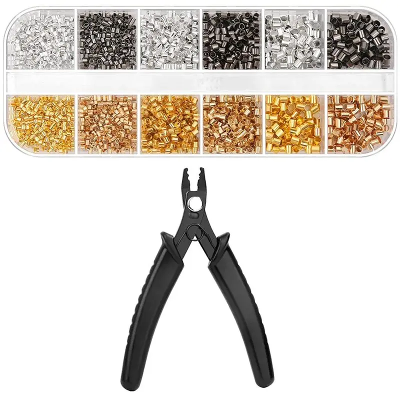 ABCD Crimping Beads for Jewelry Making, 2200Pcs Crimping Tubes with Crimping Pliers for DIY Jewelry Making (3 Sizes 4 Colors)