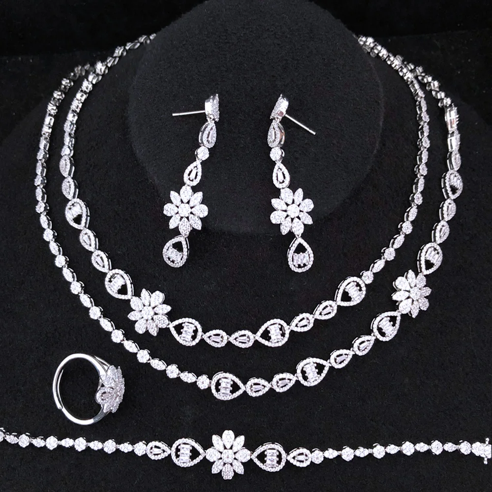 Missvikki NEW Long Sexy Breast Necklace Earrings Jewelry Sets for Bridal Wedding Luxury Super Sweet CZ Fashion Accessories Gift