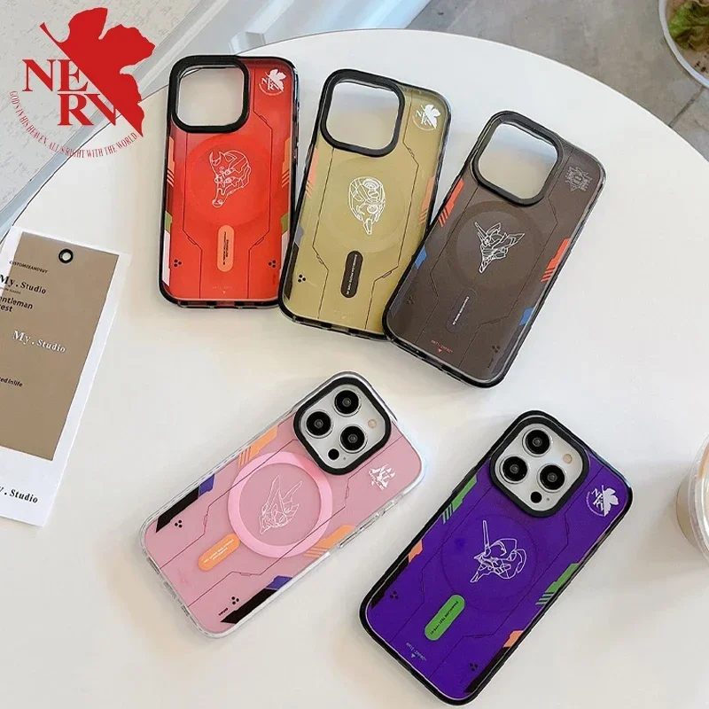 Evangelion Anime Eva funda de teléfono para MagSafe para iPhone 14 13 12 11 Pro Max moda magnética carga inalámbrica impacto funda regalo
