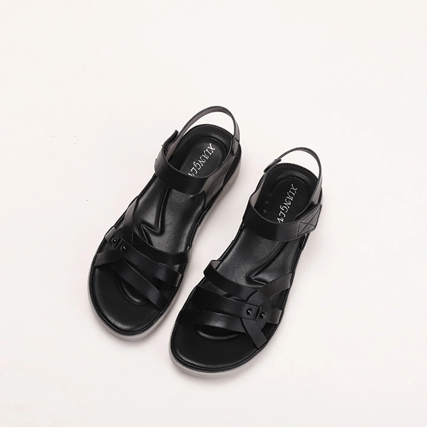 

2026 Summer Flat Shoes Sandals Comfortable Mom Sandals Women's Non slip Casual Outdoor Lightweight Flat Shoes Women's Shoes 42