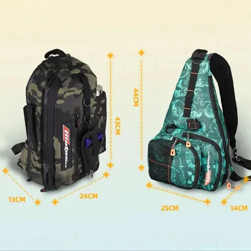 Imagen 2 del producto HISTAR-Bolsa para caña de pescar giratoria, multifuncional, de gran capacidad, impermeable, para cintura, bandolera, pecho, mochila de pesca