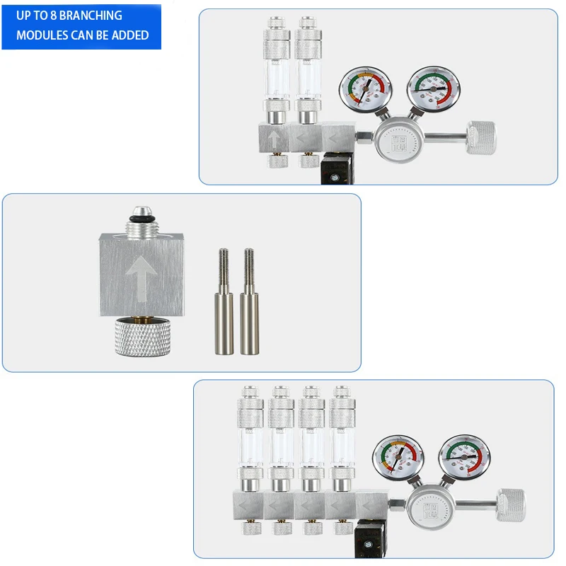 Aquarium DIY Co2 regulator dual stage pressure regulating valve Co2 multi splitter output fish tank Co2 pressure reducing valve