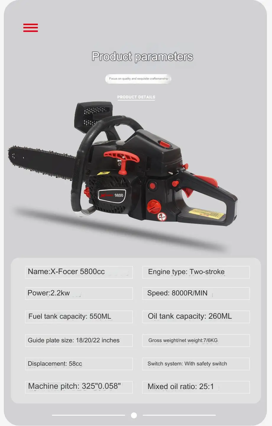 高性能 52cc 2 ストロークガソリンチェーンソー産業機器建設農業小売コアポンプモーターベアリング