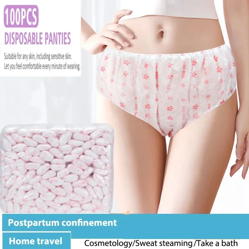 100PCS/Set Disposable Briefs for Women Underwear Travelling Postpartum Panties Non-woven Underpants Female Disposable Underwear