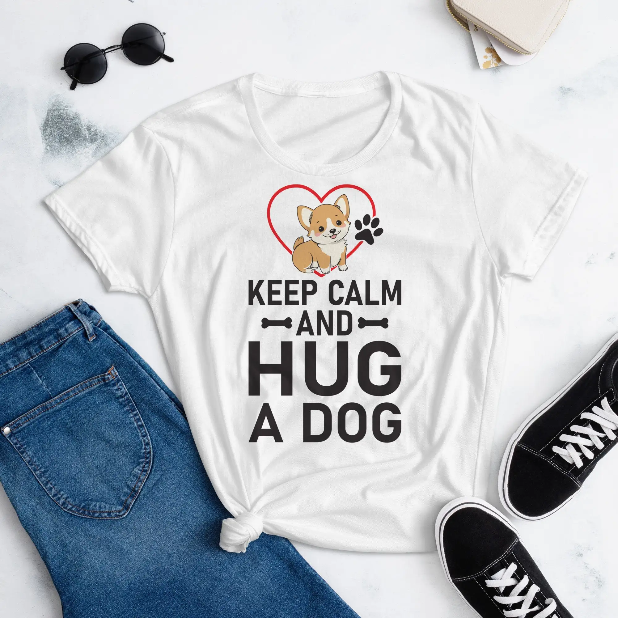 

Keep Calm and Hug A Dog Hilarious Shirt Hot Lover Costco Hotdog Quote Women S Short Sleeve