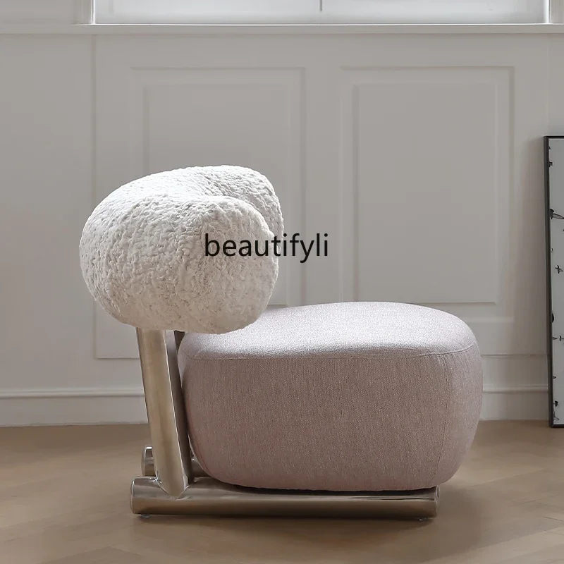 Nordic modern minimalist designer lamb wool single sofa chair leisure chair