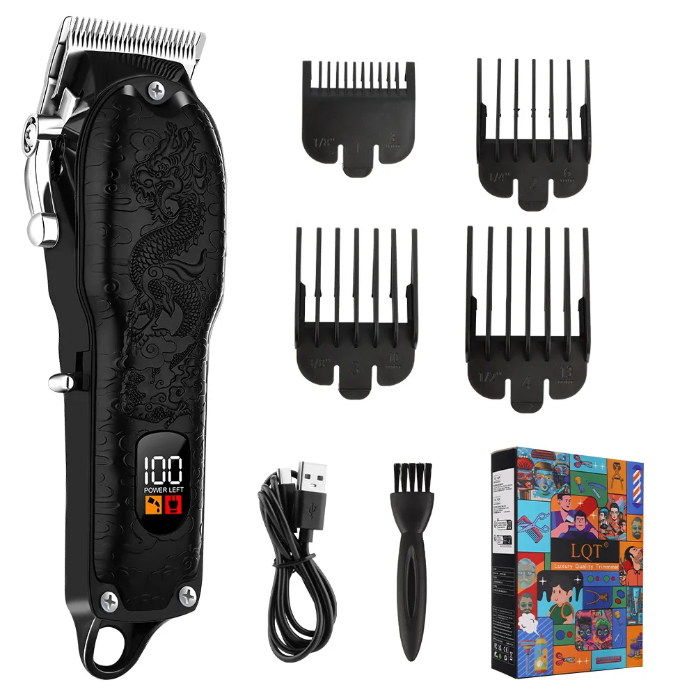 LQT T9 Professional Men's Hair Clipper Set USB Rechargeable LCD Display Perfect for Christmas Gift 2000 MAh Lithium Battery