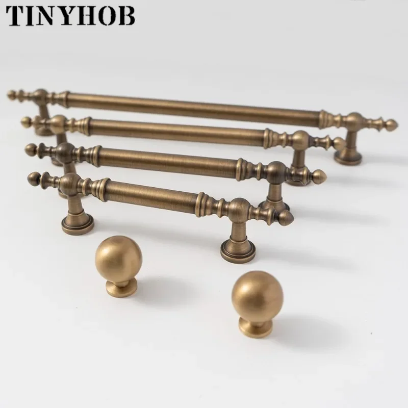 Vintage Bronze Solid Brass  Handles for Bedroom Kitchen Cupboard Cabinets Door Knob Wardrobes Furniture Hardware 224mm