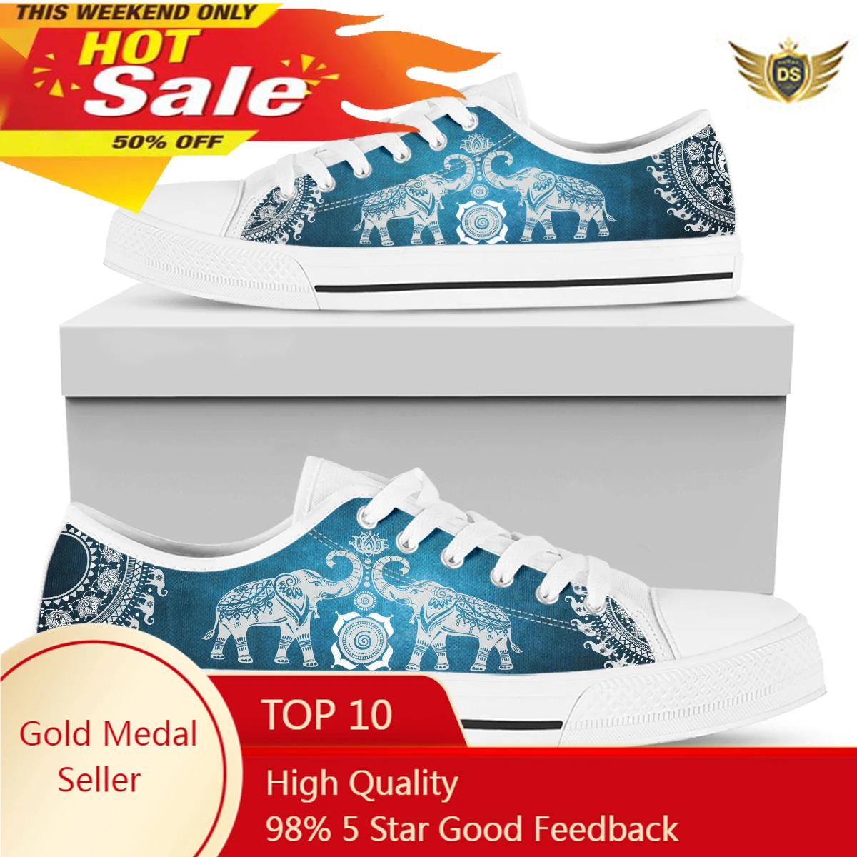 New Elephant Print Female Shoes Designer Wear-Resistant Casual Canvas Sneakers Fashion Trend Outdoor Print Low -Top Flats