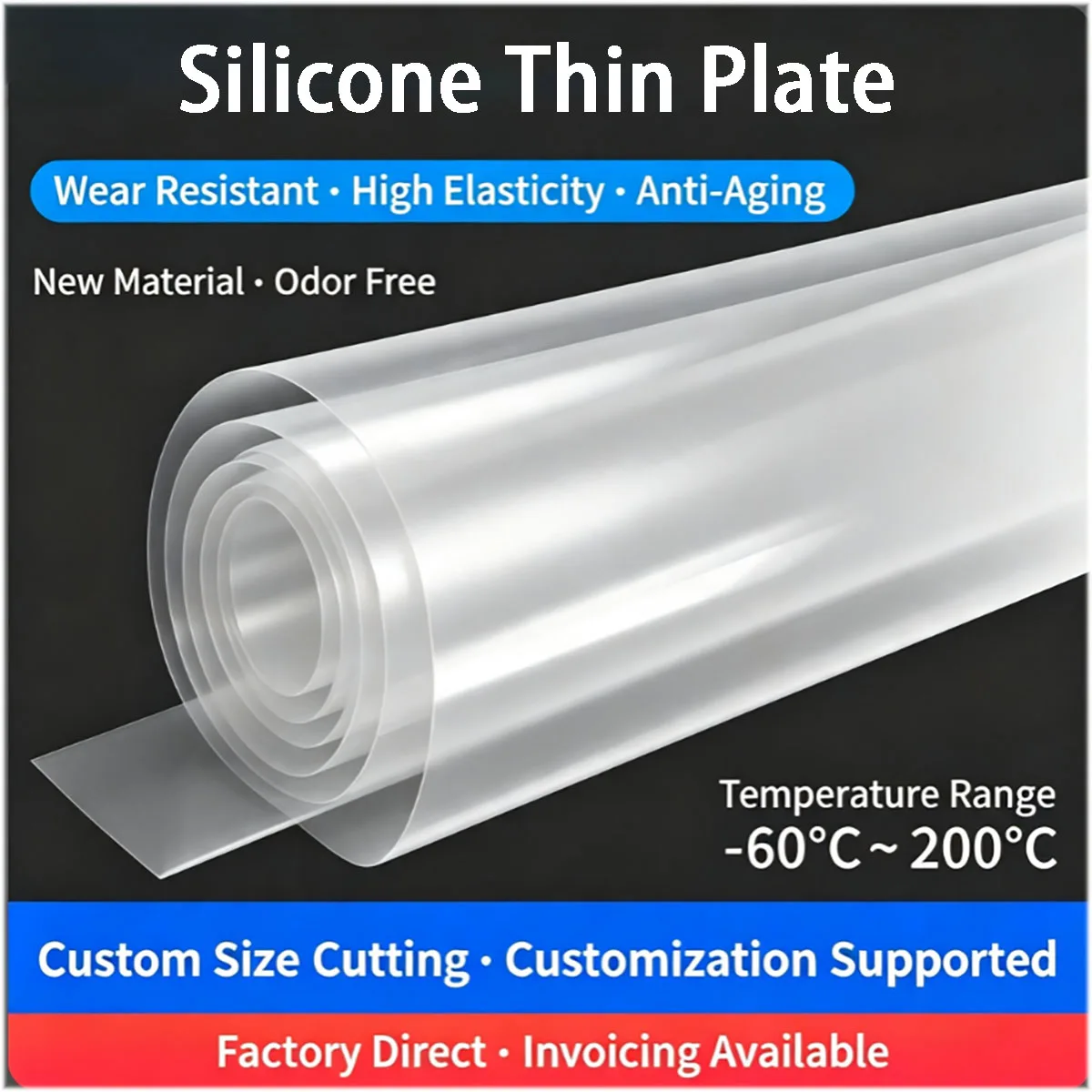 Silicone Ultra‑Thin Sheet Pad‑60℃‑220℃ Temperature Resistant White Translucent Film 0.1‑5mm Customizable for Sealing Insulation