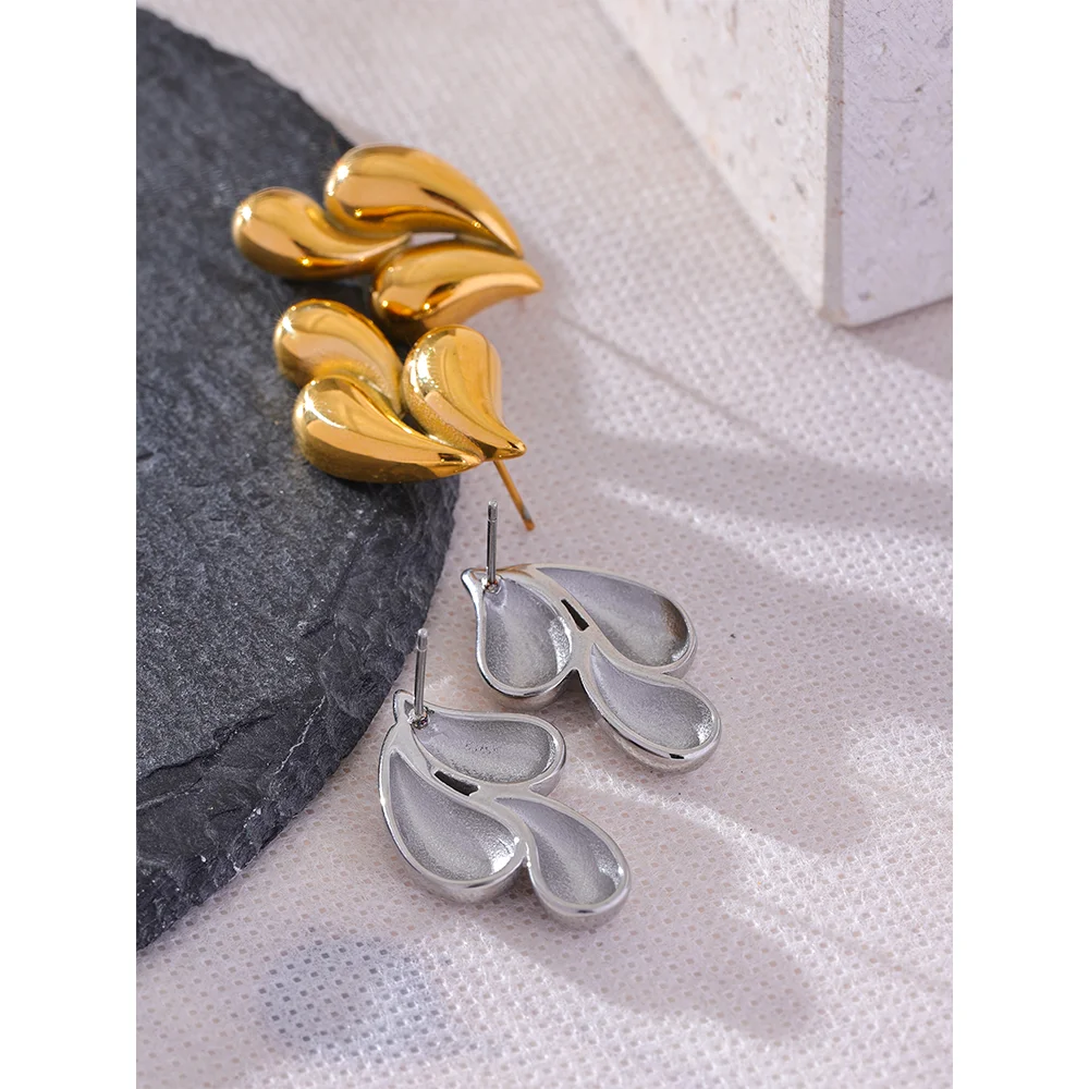 Yhpup-pendientes de tuerca de Metal con forma de gota de agua, joyería de acero inoxidable 2024, chapado en PVD de 18K, accesorios a prueba de óxido