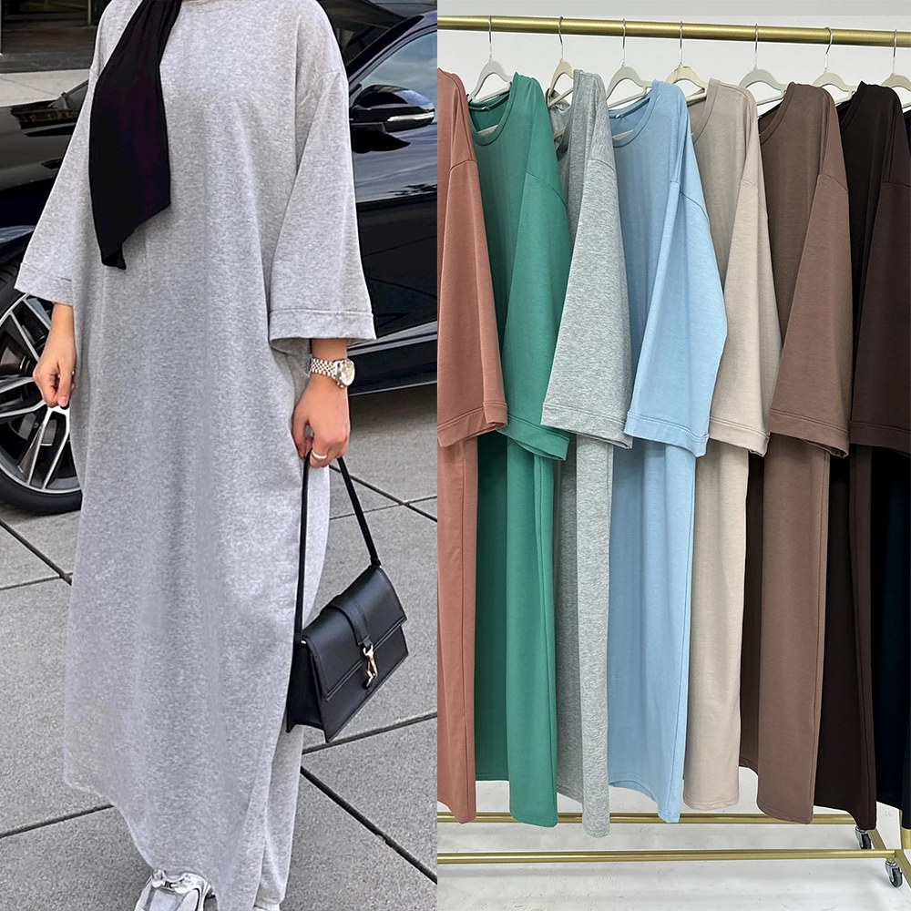 

Sweatshirt Closed Abaya Loose Muslim Hijab Dress Plain Abayas for Women Dubai Casual Wear Turkey Ramadan Islamic Clothing Kaftan