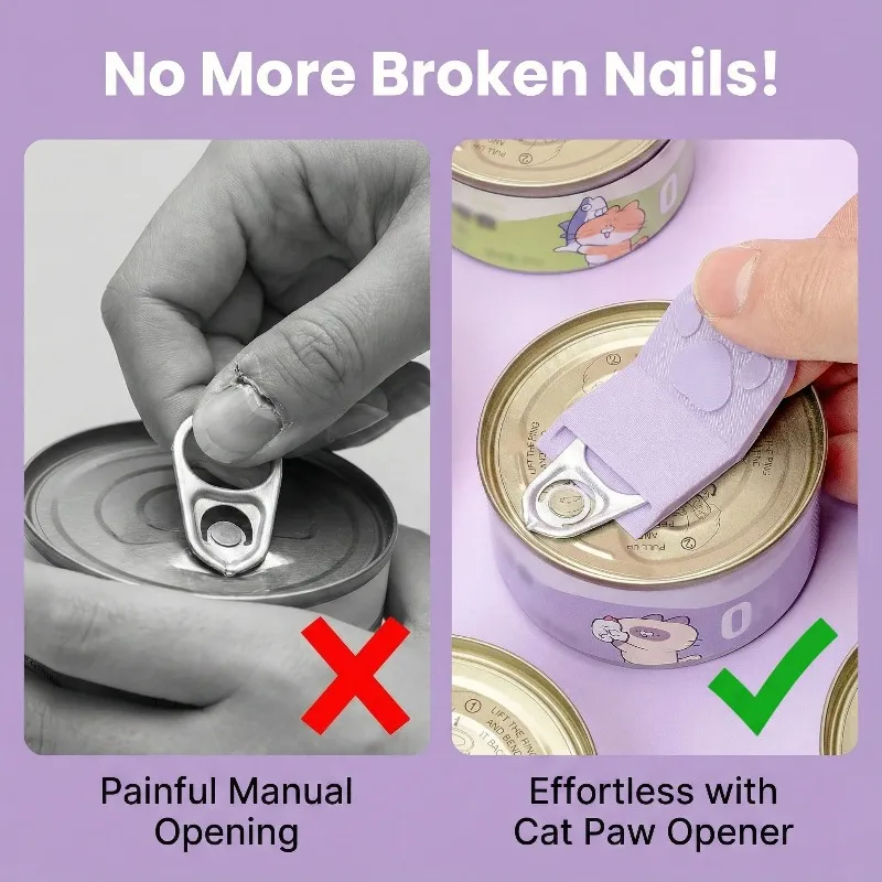Cute Cat Paw Pet Food Can Opener Easy Ring Pull Opener Tool for Cat Dog Canned Food Protect Nails Ergonomic Kitchen Accessories view 3