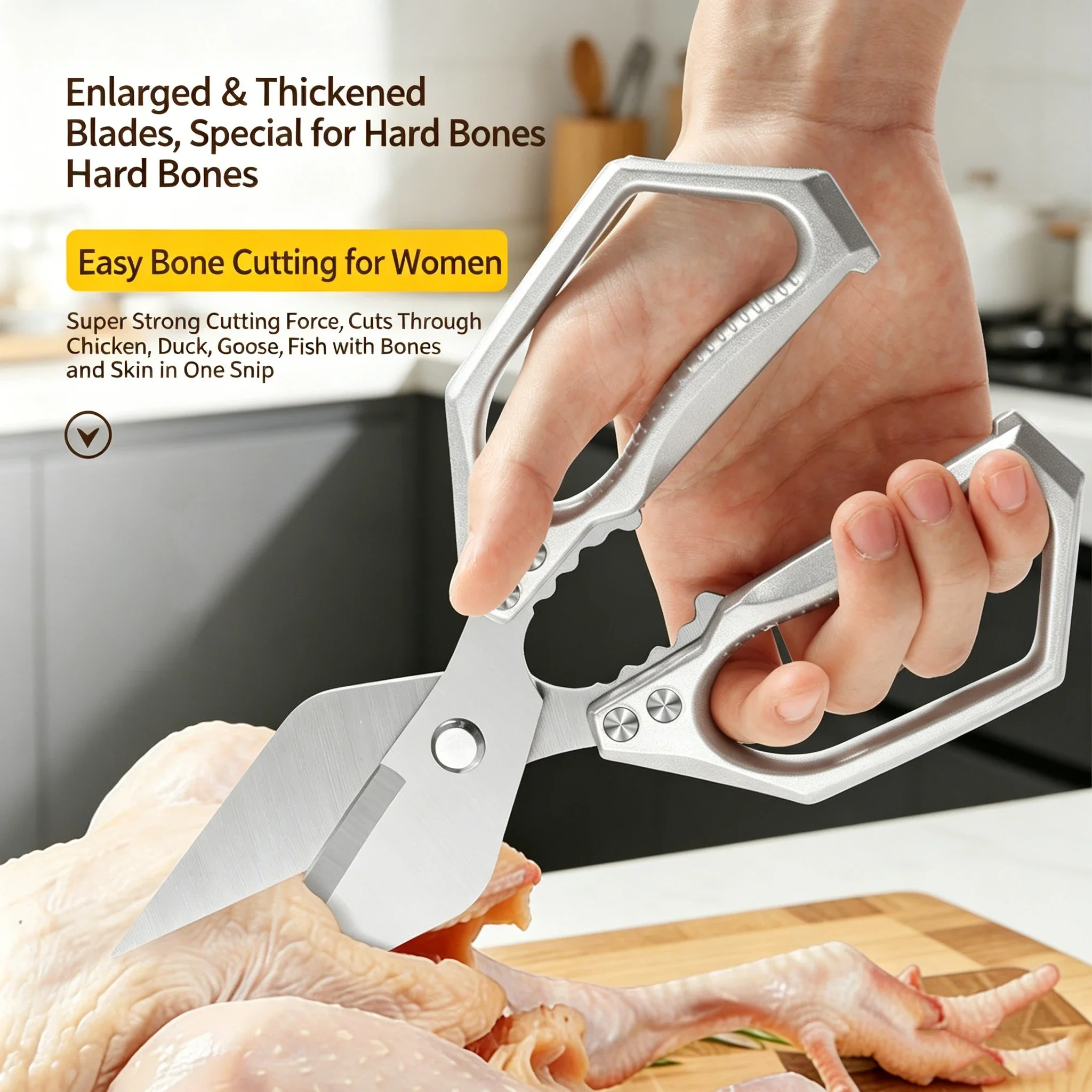 Heavy-Duty Chicken Shears | Extra-Large Stainless Steel Poultry Scissors | Multi-Purpose Kitchen Cutting Tool