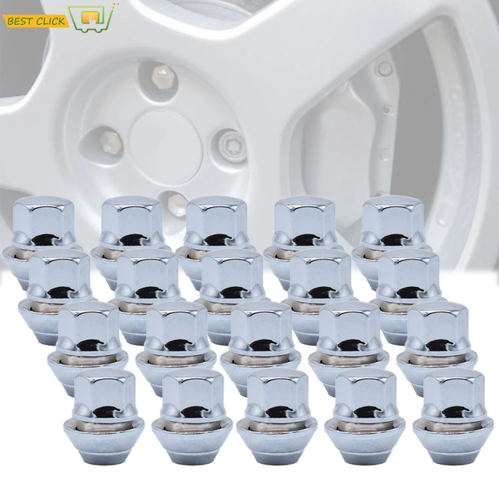 20Pcs M12 X 1.5 Chromed 19mm Alloy Wheel Nuts For Ford Focus MK1 MK2 MK3 ST RS Bolt Lug Stud Tyre Whorl Nut With Washer Pad