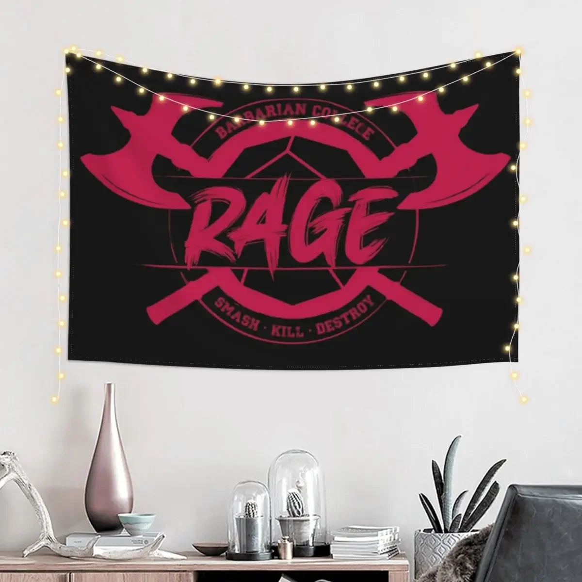 Rage - Barbarian College Tapestry Wall Decorations Room Decorator Kawaii Room Decor Aesthetic Room Decor Korean Tapestry