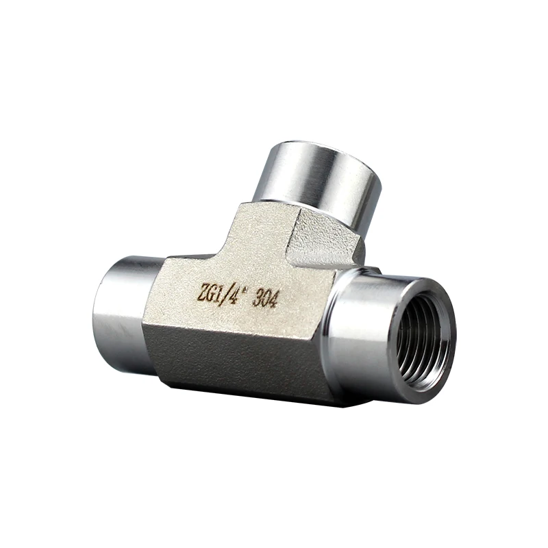 1/4 1/2 High Pressure Internal Thread Tee Joint 4 Points Thickened Die Forging Internal Thread Tee 2 Points