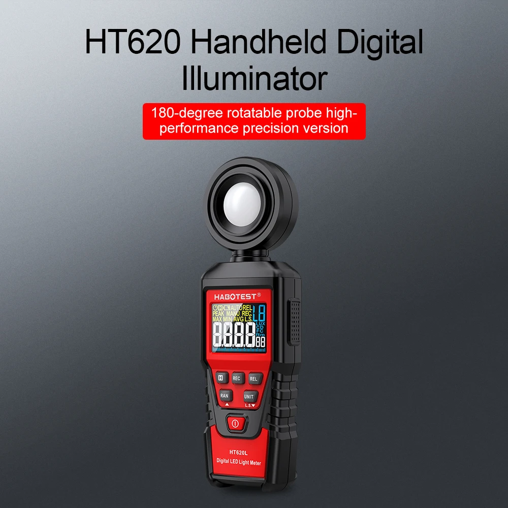 HABOTEST Digital Lux Meter illuminometer 0-100000LUX/FC Light Meter Lux/FC Measure Tester Sensor Photometer Environmental Meter