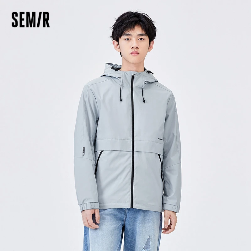 Semir Coat Men Short Waterproof Windbrake Spring 2023 Commuting Hooded Casual Men'S Simple Fashion Personality Top