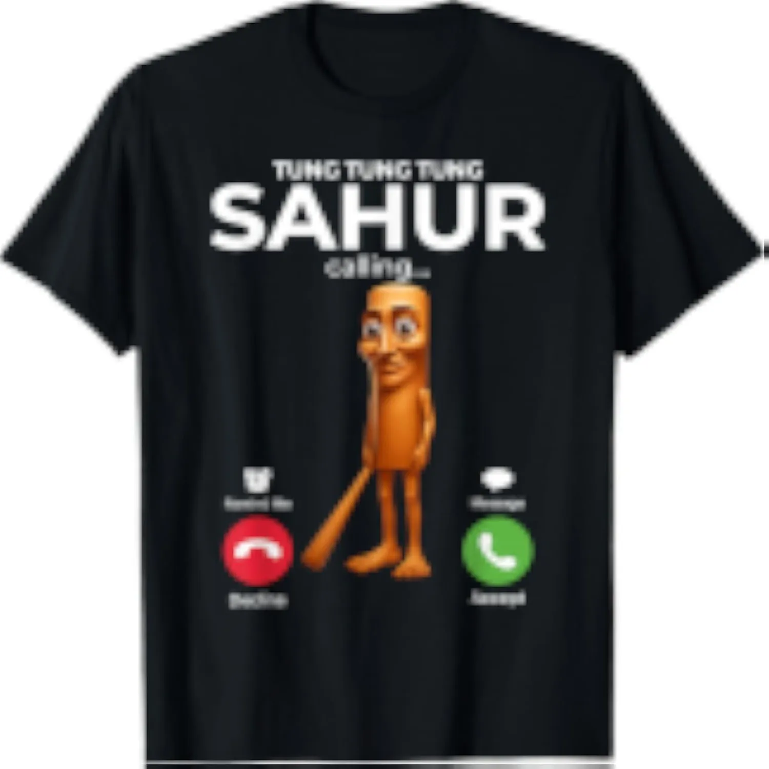 Tung Sahur Calling Funny Fishing Brainrot Joke Boys Kid Meme T-Shirt