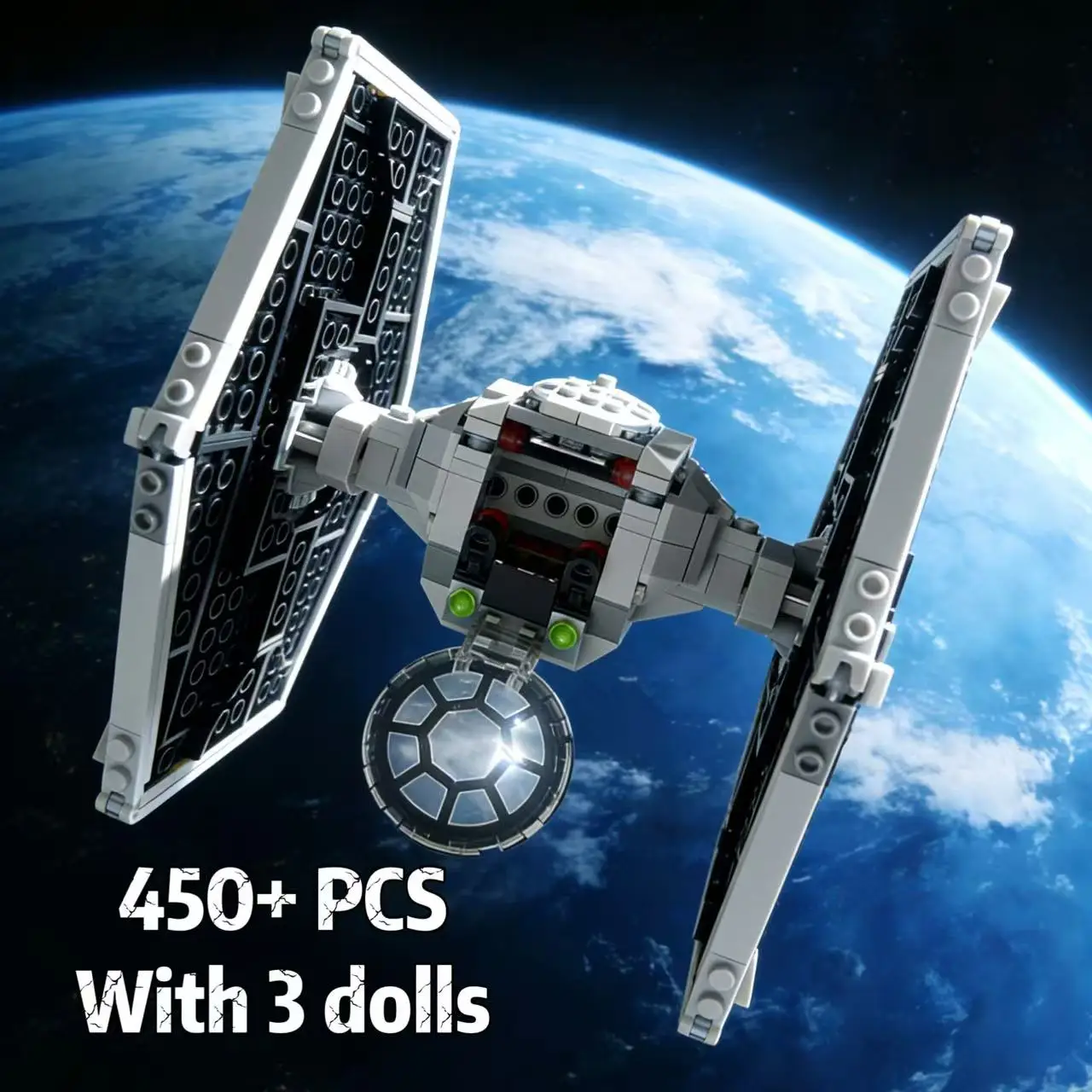 

450 деталей MOC Tie Fighter: фигурки звездных истребителей из «Звездных войн», совместимые с конструкторами, кирпичики для сборки, игрушки для мальчиков, подарок