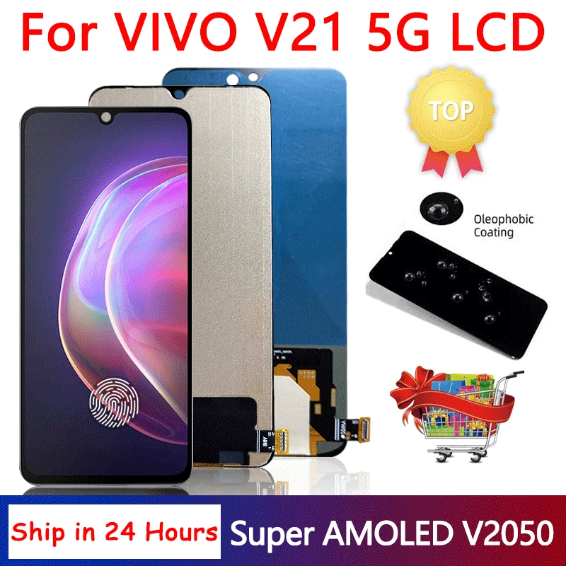 

Super AMOLED V21 5G экран дисплея для Vivo V21 5G LCD V2050 дисплей кодирующий преобразователь сенсорного экрана в сборе Замена