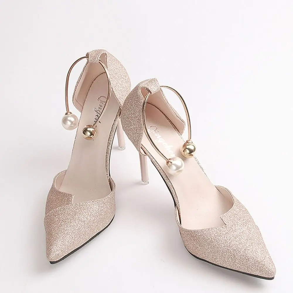 Gold Colored Pearl Anti-drop Heels Decoration High Heels Holding Heels Shoe Buckle Lazy Shoelace Buckle High Heeled Shoelace