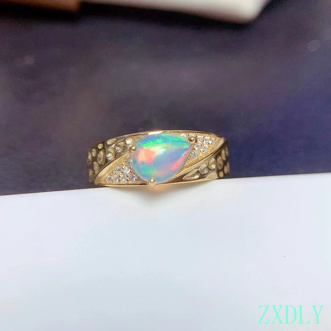 Natural Opal Ring for Daily Wear Waterdrop White Opal 925 Silver Fine Jewelry Fashion Silver Ornament Gift