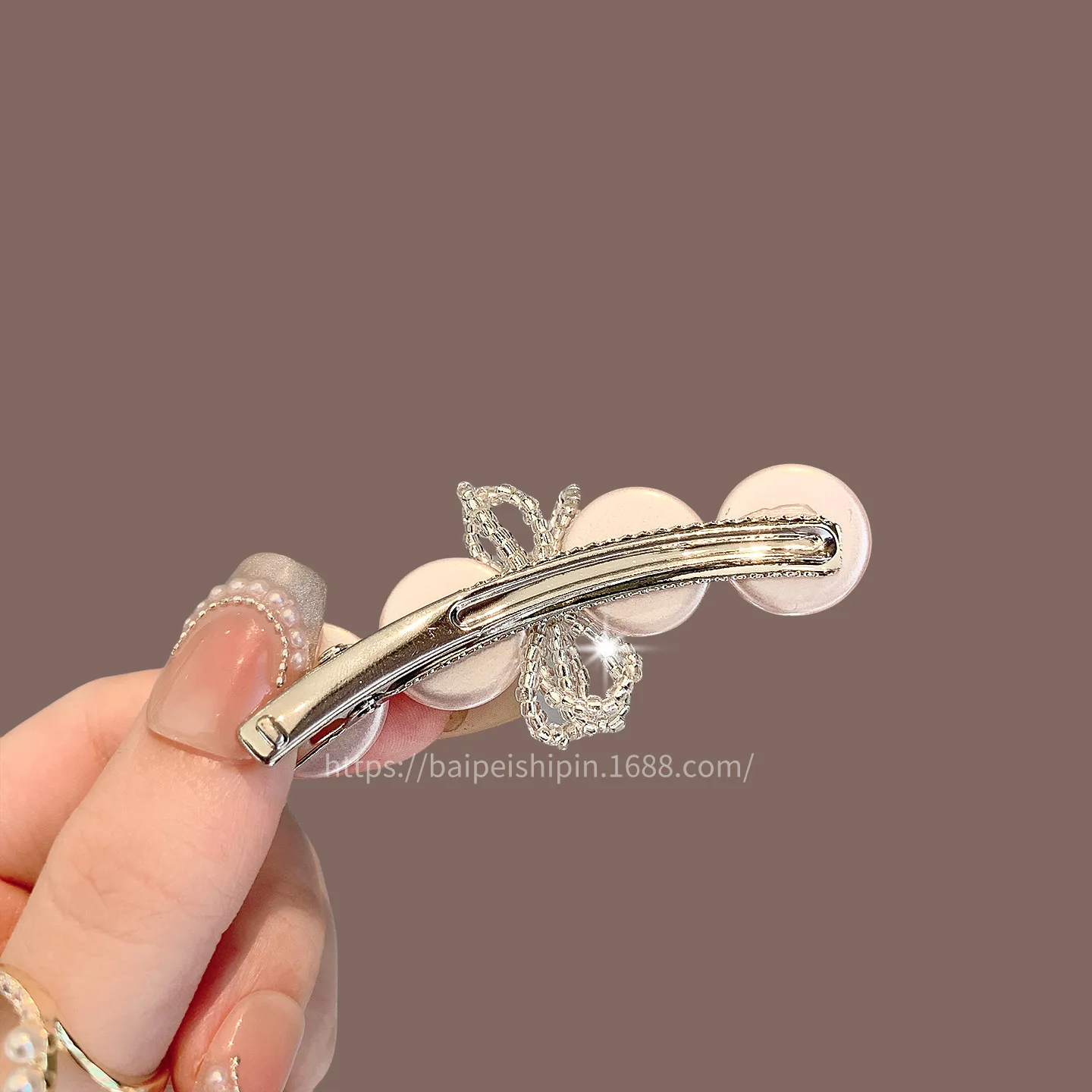 1pc Minimalist Pearl Rhinestone Beaded Hair Clasp French Retro Forehead Side Bangs Grips Non Slip Daily