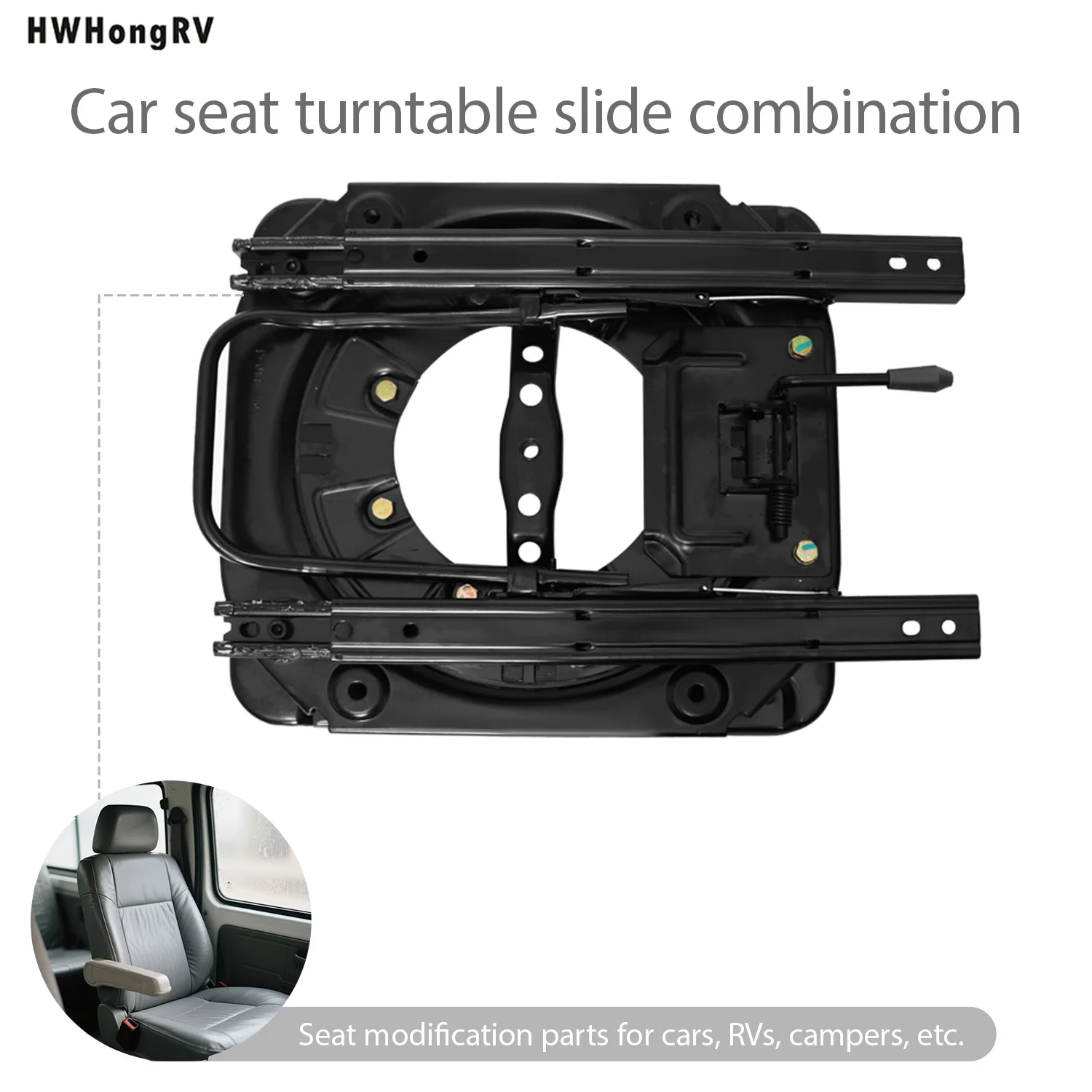 

360 ° Поворотный стол для автомобильного сиденья с выдвижной направляющей, сверхмощное стальное основание для автофургонов, кемперов, фургонов, лодок — локальная быстрая доставка