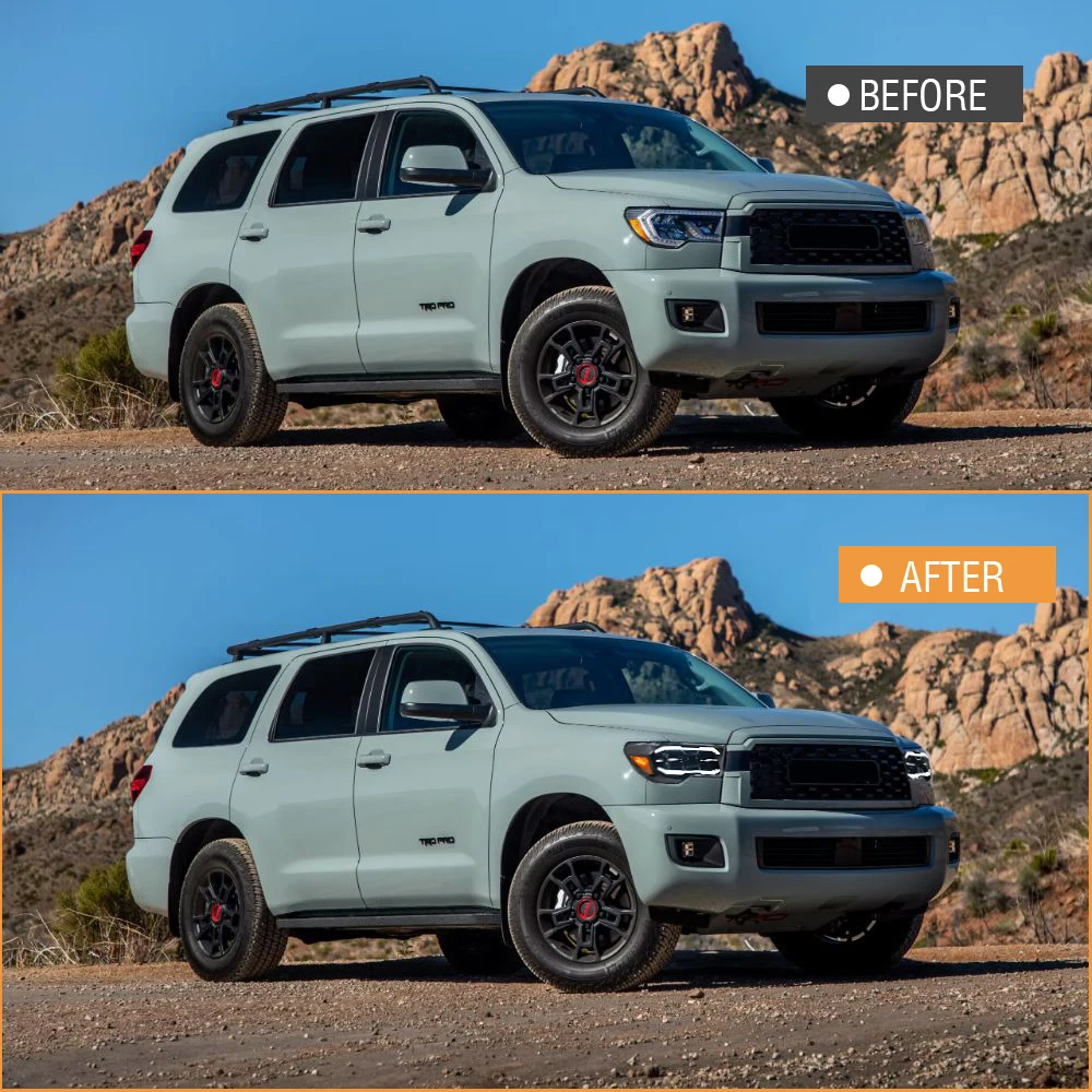 Projector Led Headlights for 2007-2013 Toyota Tundra Sequential Turn Signal, DRL W/Dynamic Animation